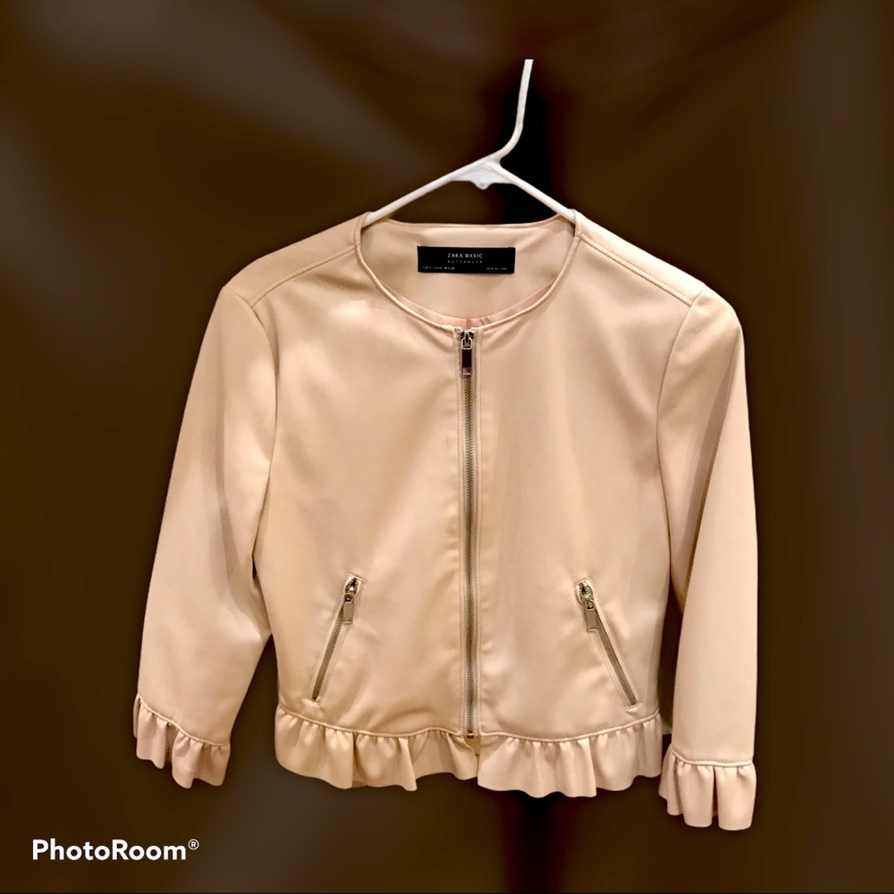 Zara, faux leather jacket, nude / dusty pink